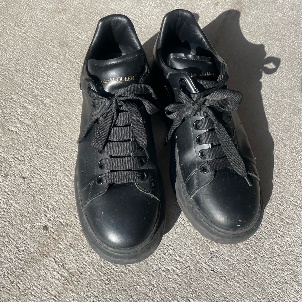 Alexander McQueen Black Leather Sneakers Minimalist Design